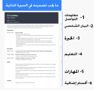 أقسام السيرة الذاتية